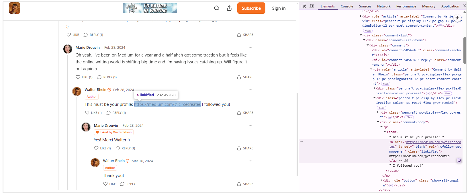 example of ugc link in comments